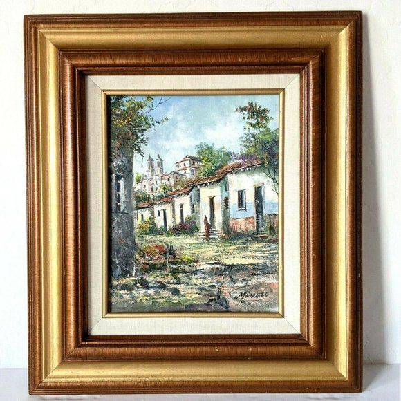 (Jose) J. MORALES O Spanish Town Mission Oil Paint